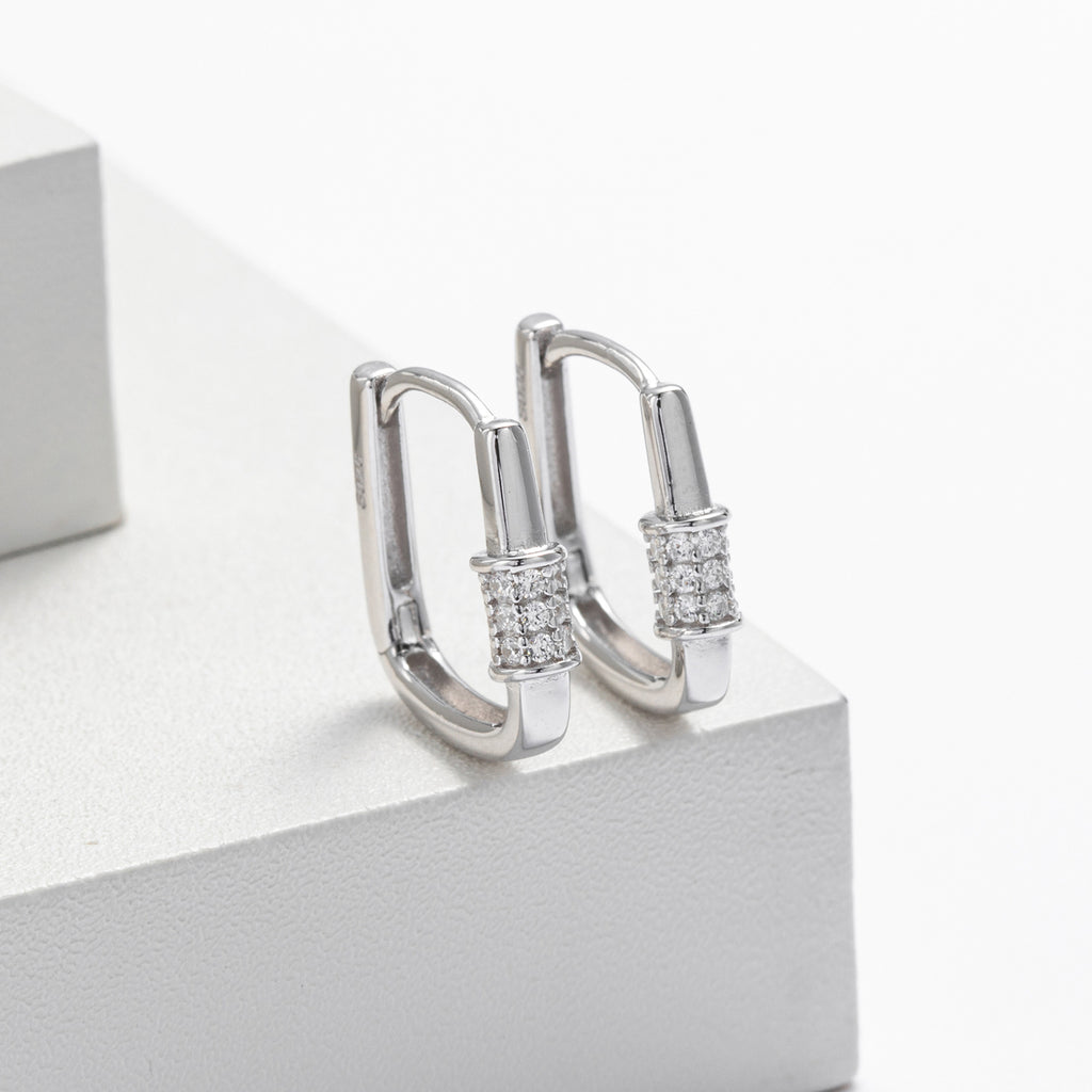 Damen Ohrhänger im modernen Design mit funkelnden 5A Zirkonen aus hochwertigem 925 Sterling Silber Shop Nory