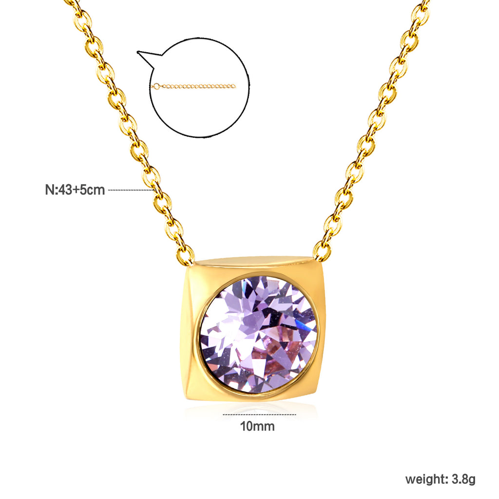 Damen Halskette mit quadratischem Kristallanhänger aus hochwertigem Edelstahl Shop Nory