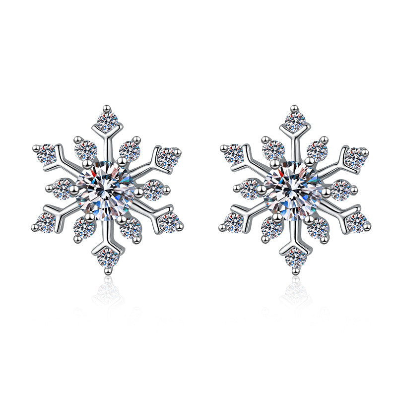 Damen Ohrstecker im Schneeflocken-Design mit funkelnden Kristallen Shop Nory