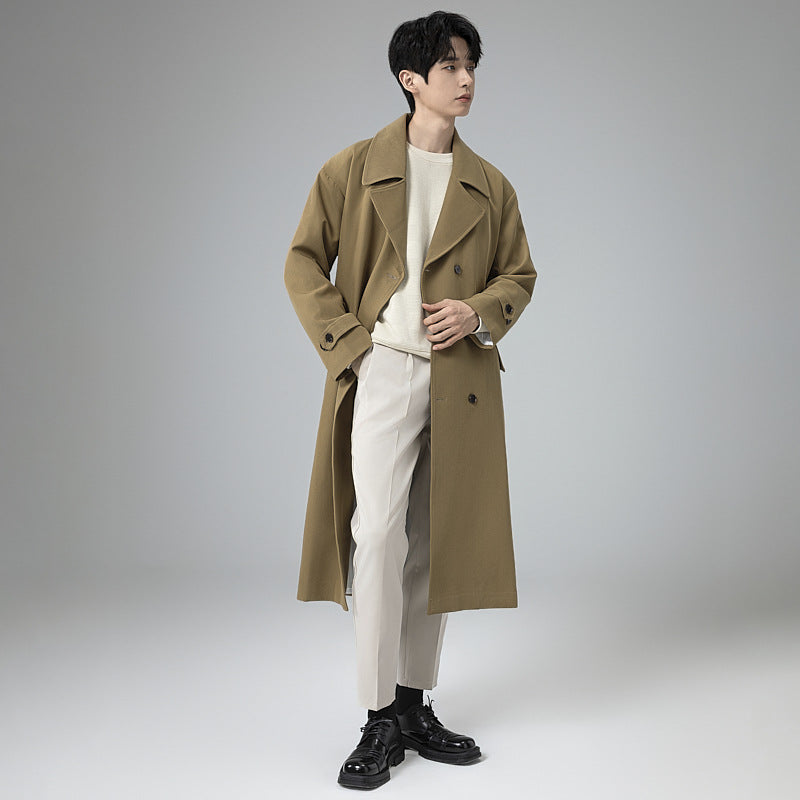 Herren Maxilanger Trenchmantel mit taillierendem Gürtel und minimalistischer Silhouette Shop Nory