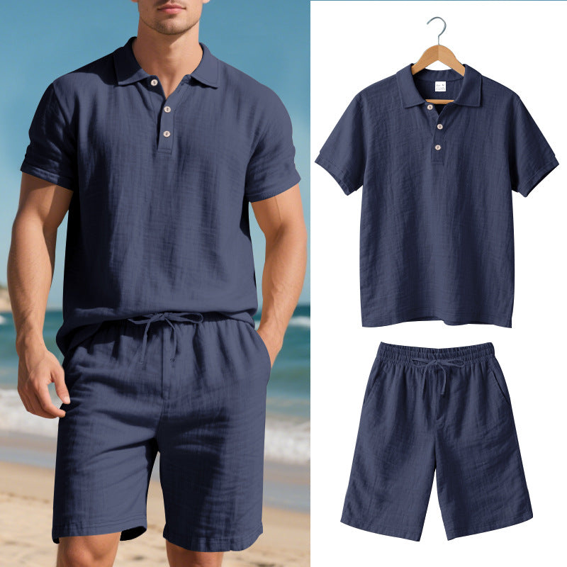Kurzärmliges Poloshirt und Shorts Strandanzug