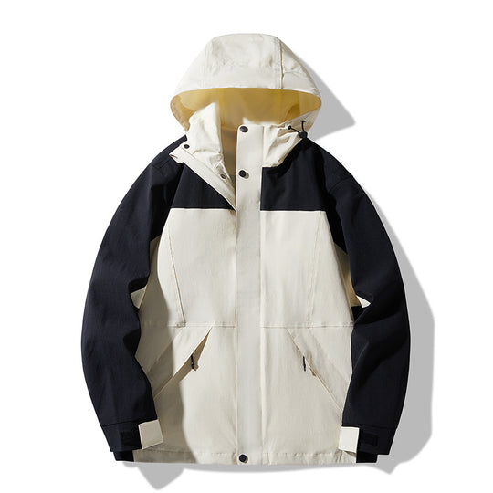 Herren Technische Colorblock Softshell‑Regenjacke mit verstellbarer Kapuze Shop Nory