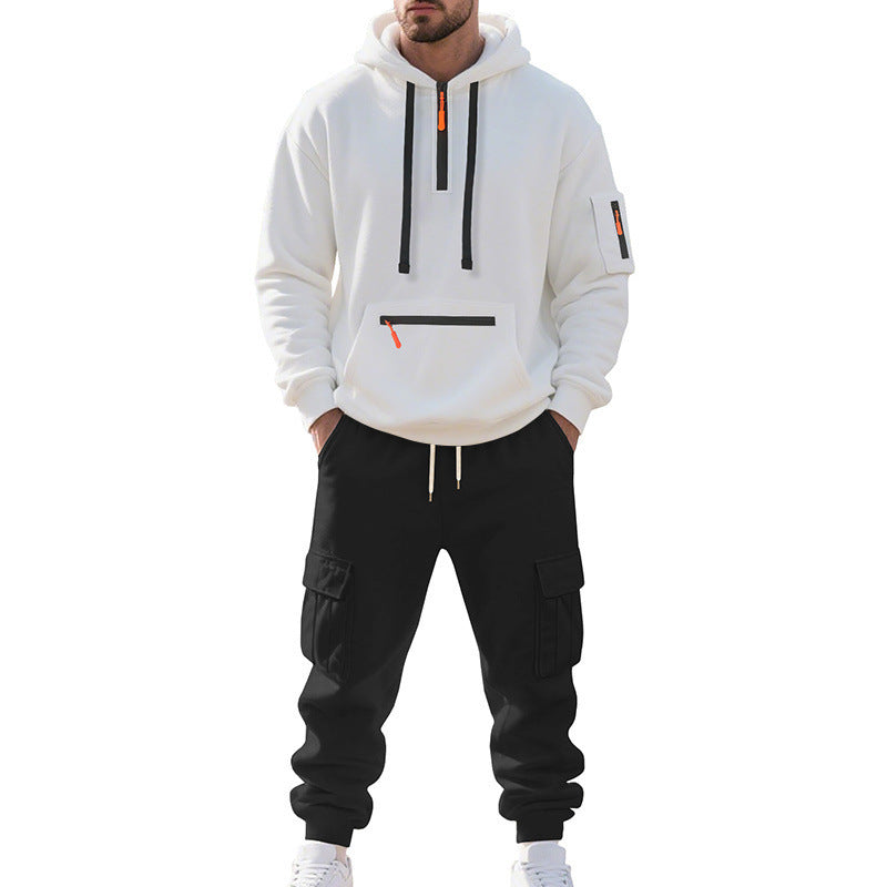 Herren Zweiteiliger Performance-Jogginganzug mit Kapuzen-Hoodie, wasserabweisenden Reißverschlüssen und Cargo-Jogger Shop Nory