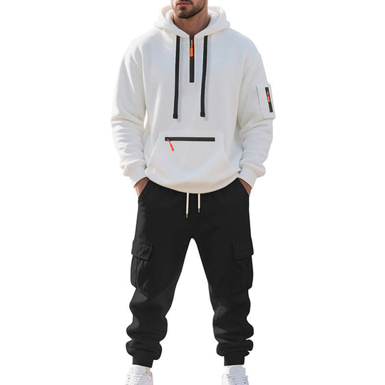 Herren Zweiteiliger Performance-Jogginganzug mit Kapuzen-Hoodie, wasserabweisenden Reißverschlüssen und Cargo-Jogger Shop Nory