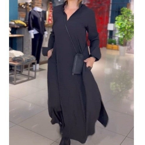Damen Langblusenkleid mit praktischen Seitentaschen und modernem Schnitt