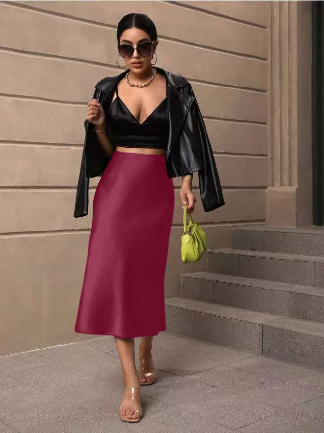Damen Satin Rock mit schwingendem Saum und elegantem Schnitt