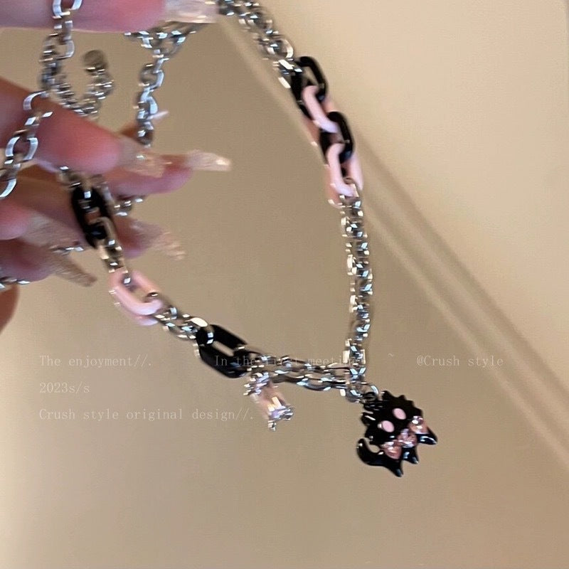 Damen Halskette mit verspieltem Anhänger und Glitzer Shop Nory