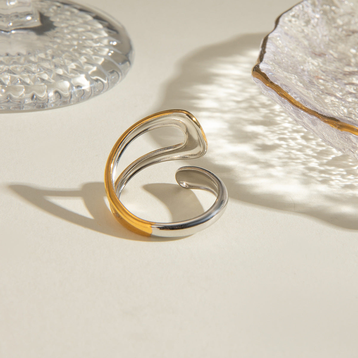 Damen Offener Ring aus hypoallergenem Edelstahl mit verstellbarem Design Shop Nory