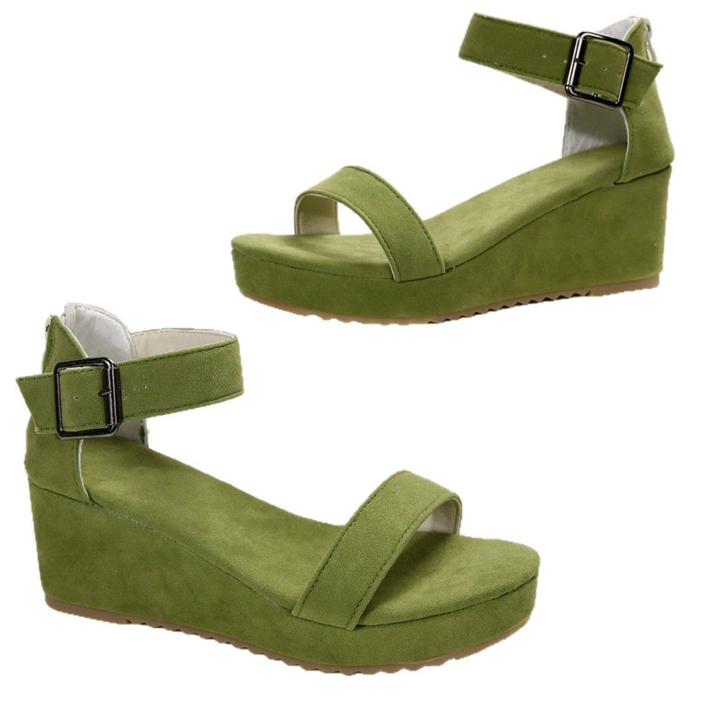 Damen Keil-Sandalen mit verstellbarem Riemen und rutschfester Sohle