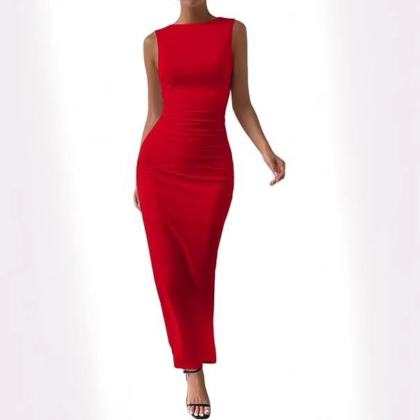 Damen Maxikleid mit figurbetontem Schnitt und seitlichem Schlitz Shopnory