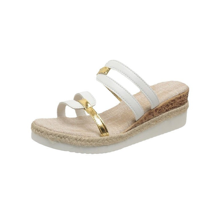 Damen Wedge-Sandalen mit eleganten Riemen und verstellbarem Schnallenverschluss Shopnory