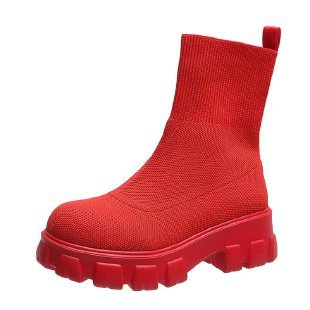 Damen trendige Stiefel mit hohem Schaft und robustem Plateau