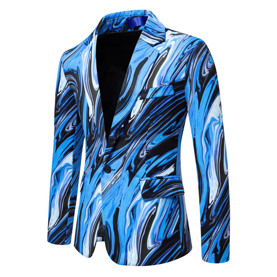 Herren Zweiteiliges Statement-Anzug mit schmal geschnittenem Sakko und Slim-Fit Hose im Marmorprint Shop Nory