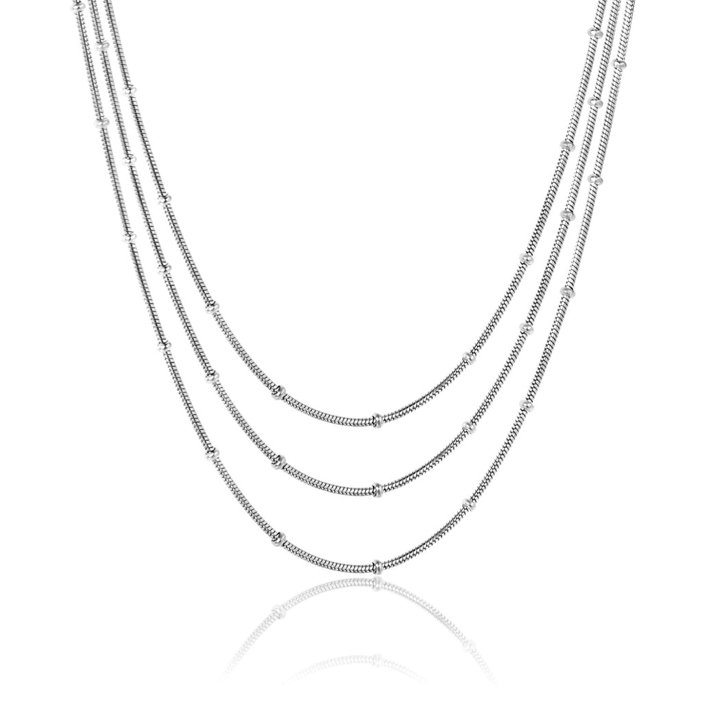 Damen Mehrlagige Edelstahl Halskette mit verstellbarem Verschluss Shop Nory