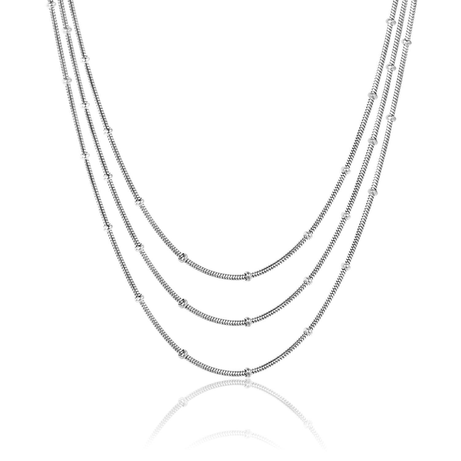 Damen Mehrlagige Edelstahl Halskette mit verstellbarem Verschluss Shop Nory