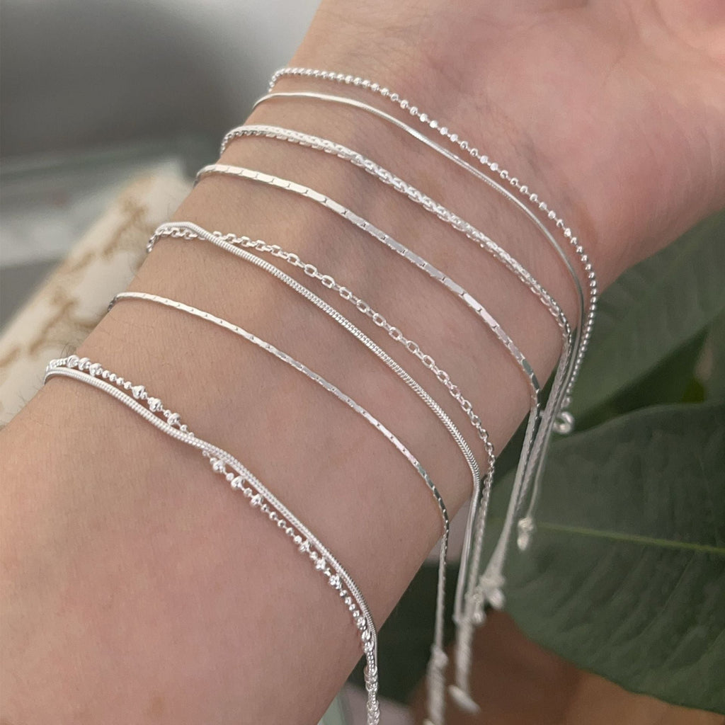 925 Sterling Silber Kugelkette Schlangenketten Armbänder Eleganter Einfacher Stil | Shop Nory