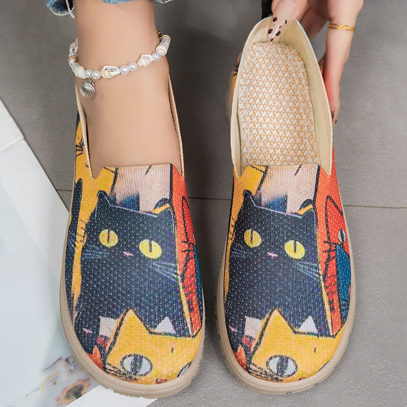 Damen Bunte Slip-On Freizeitschuhe mit Komfort-Einschub