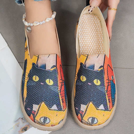 Damen Bunte Slip-On Freizeitschuhe mit Komfort-Einschub