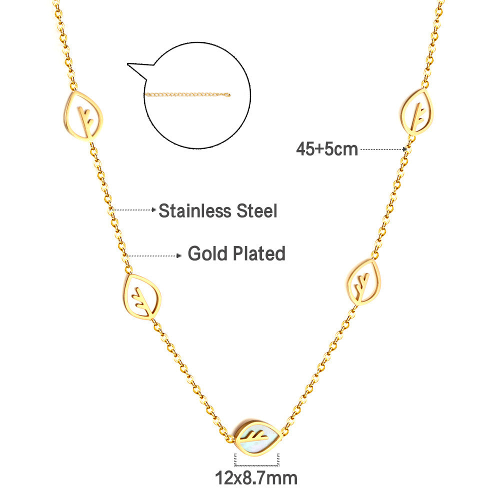Damen Armband mit feinen Blattmotiven aus Edelstahl und goldplattierter Oberfläche Shop Nory