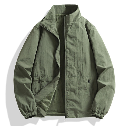 Herren Leichte atmungsaktive Windjacke mit Stehkragen und perforiertem Futter Shop Nory