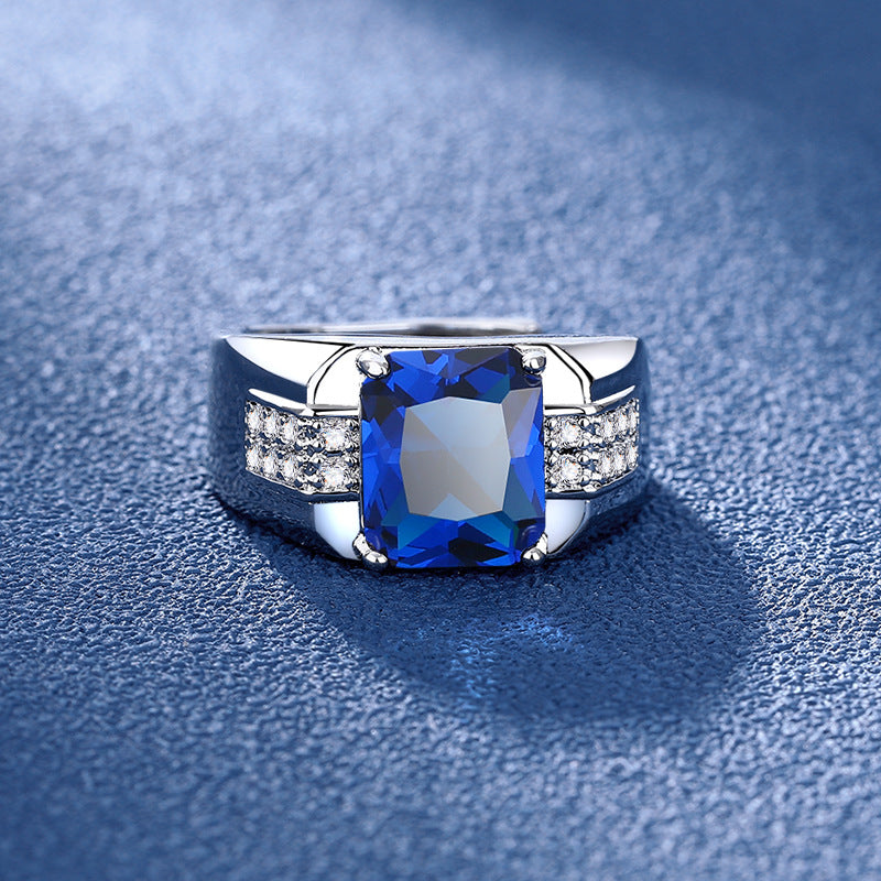 Damen eleganter Ring mit prächtigem quadratischem Edelstein und funkelnden Zirkonia Shop Nory