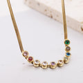 Damen Halskette mit bunten Zirkonsteinen und elegantem Federdesign Shop Nory