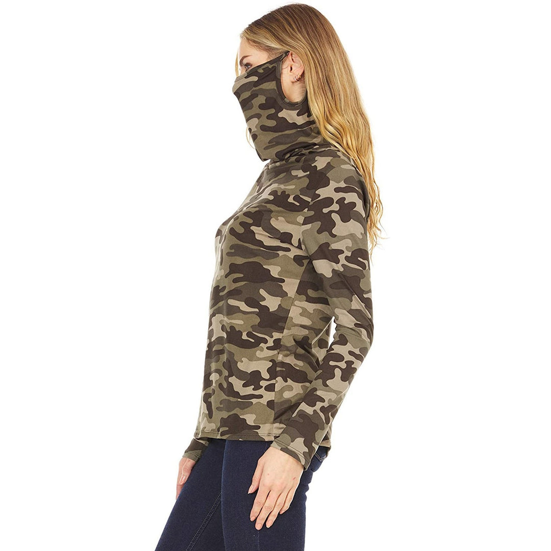 Damen Camouflage-Jersey-Longsleeve mit integriertem Schlauchkragen Shop Nory