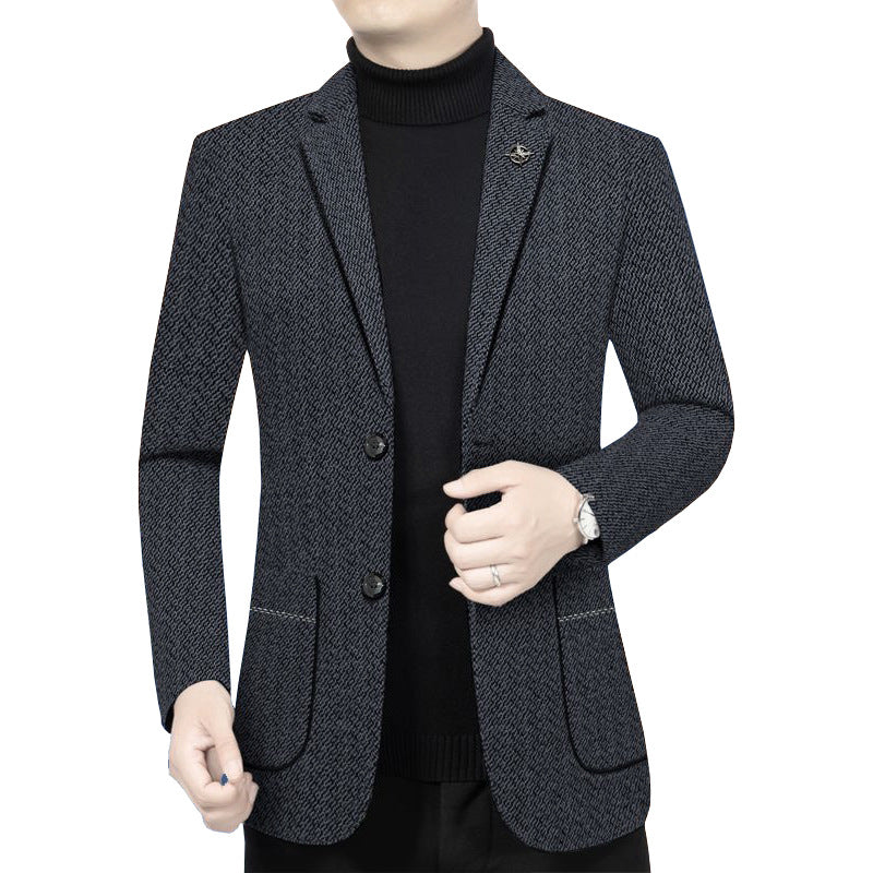 Herren Taillierter Strickblazer im Bouclé-Look mit aufgesetzten Taschen Shop Nory