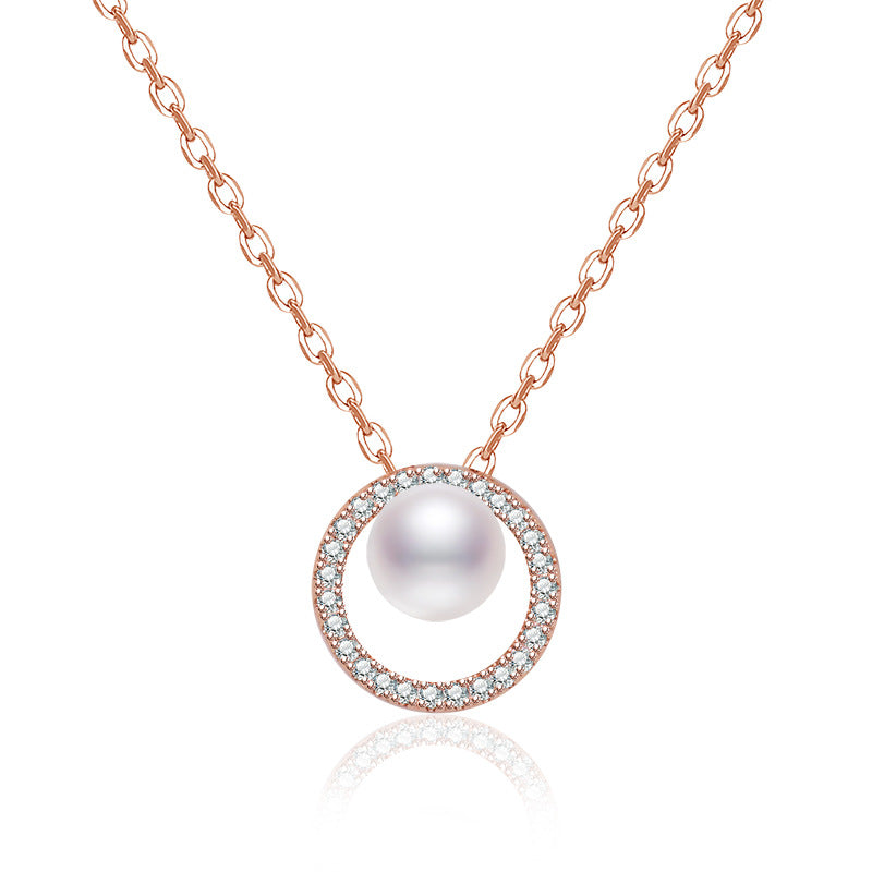 Damen Halskette mit exklusiver Perle und glitzerndem Ring von Shop Nory