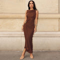 Damen Elegantes Maxikleid mit asymmetrischem Design und drapierter Taille
