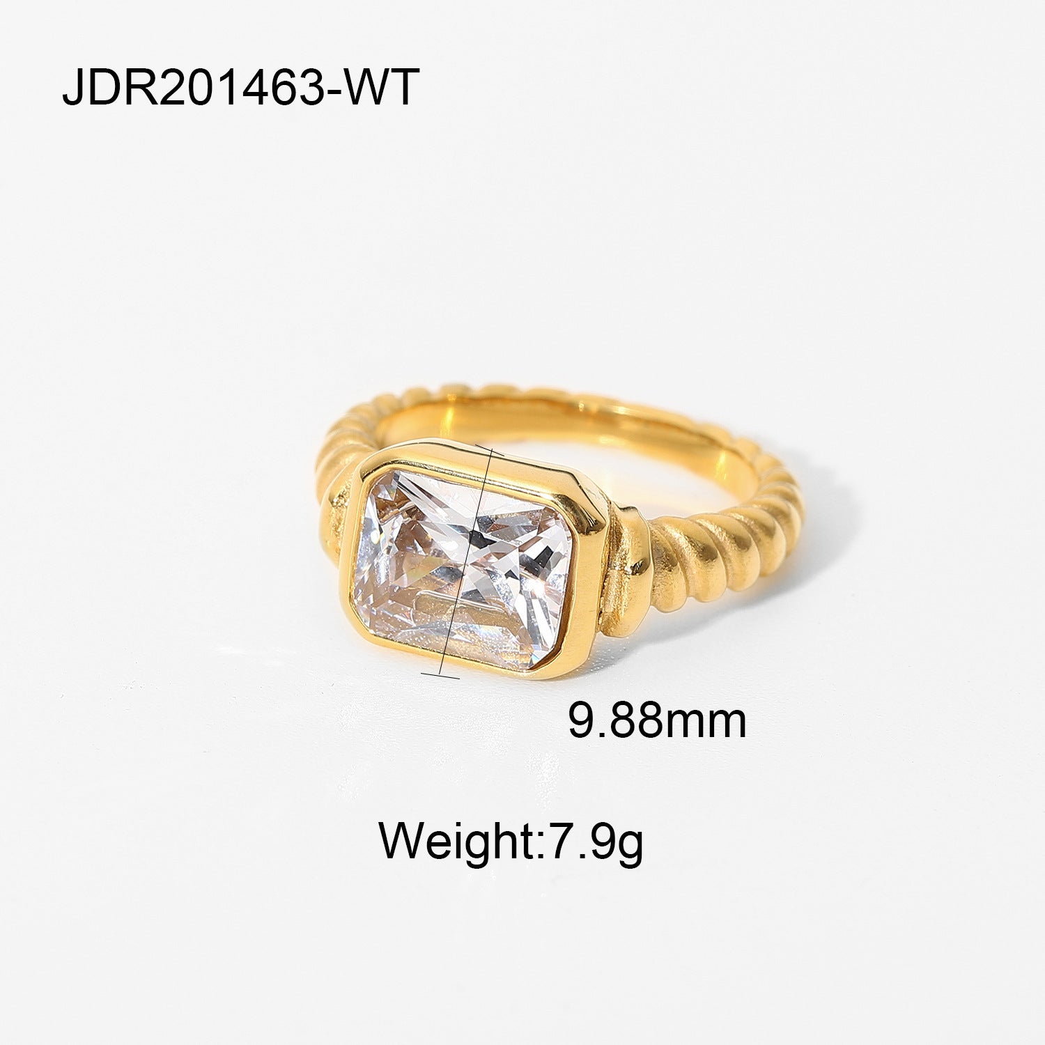 Damen eleganter Ring mit rosa Zirkonia und gedrehtem Edelstahl Shop Nory