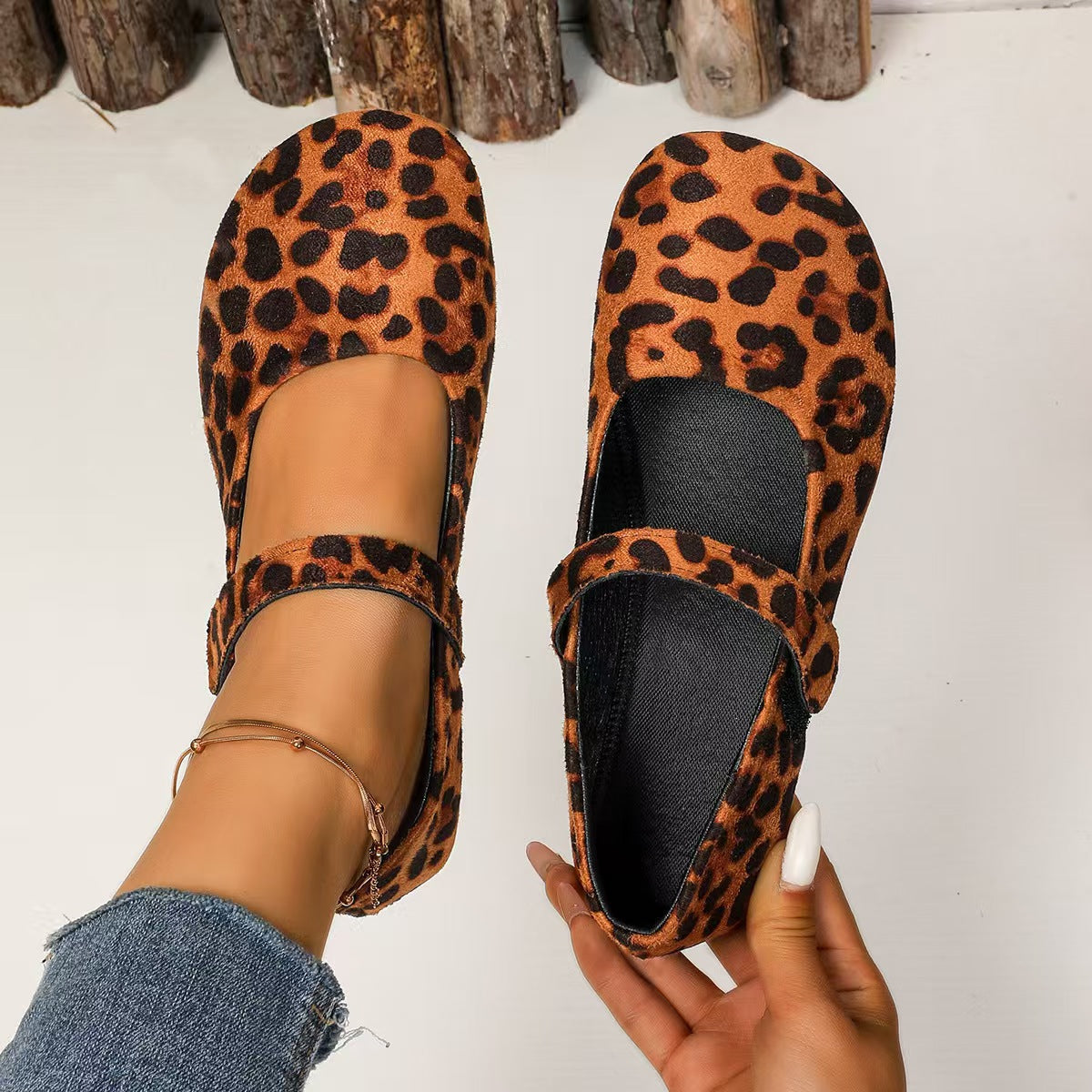 Damen Ballerinas mit verstellbarem Klettverschluss und weichem Obermaterial