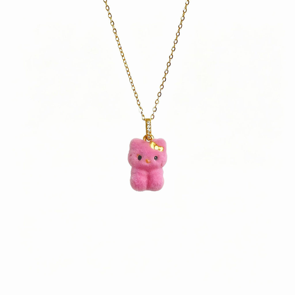 Damen verspielte Halskette mit buntem Teddy-Anhänger Shop Nory