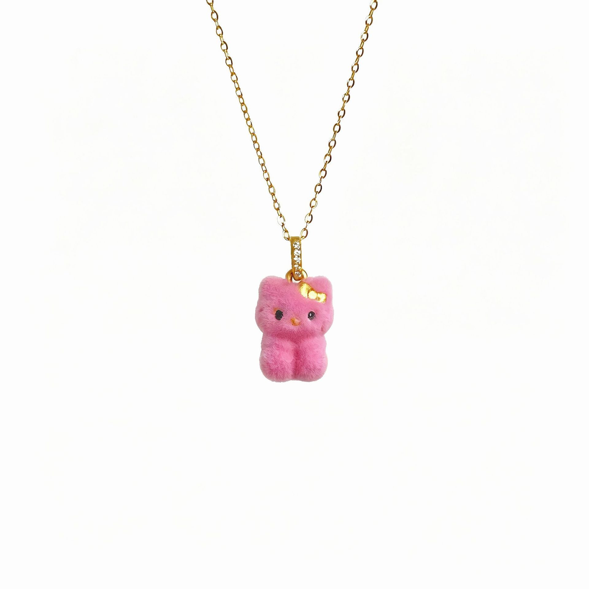 Damen verspielte Halskette mit buntem Teddy-Anhänger Shop Nory