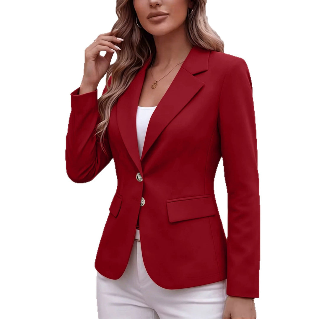 Damen Taillierter Einreihiger Blazer mit Reverskragen und Pattentaschen Shop Nory