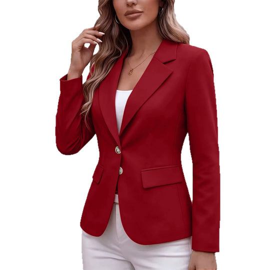 Damen Taillierter Einreihiger Blazer mit Reverskragen und Pattentaschen Shop Nory
