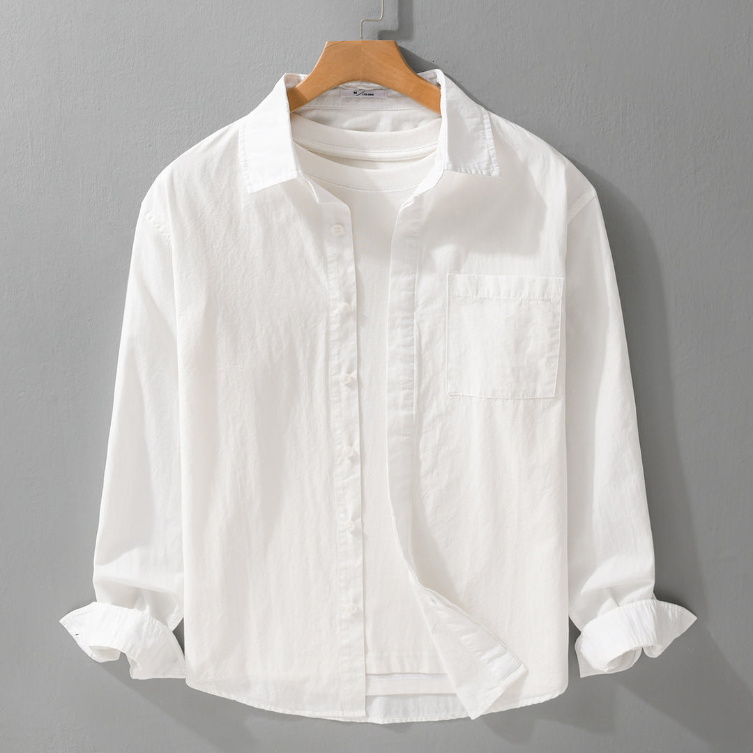 Herren Relaxed-Fit Baumwoll-Overshirt mit Kentkragen und Brusttasche Shop Nory