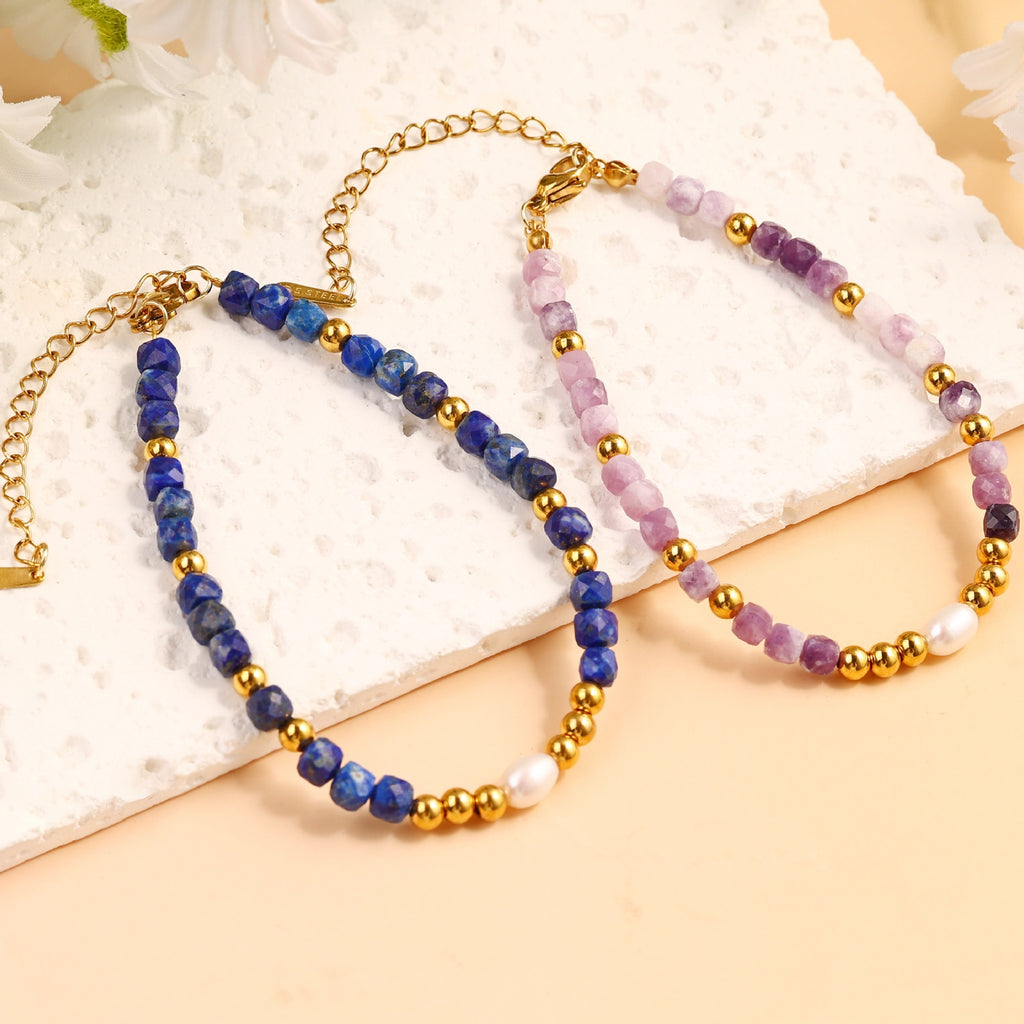 Damenarmband mit Lapislazuli und Perle Shop Nory