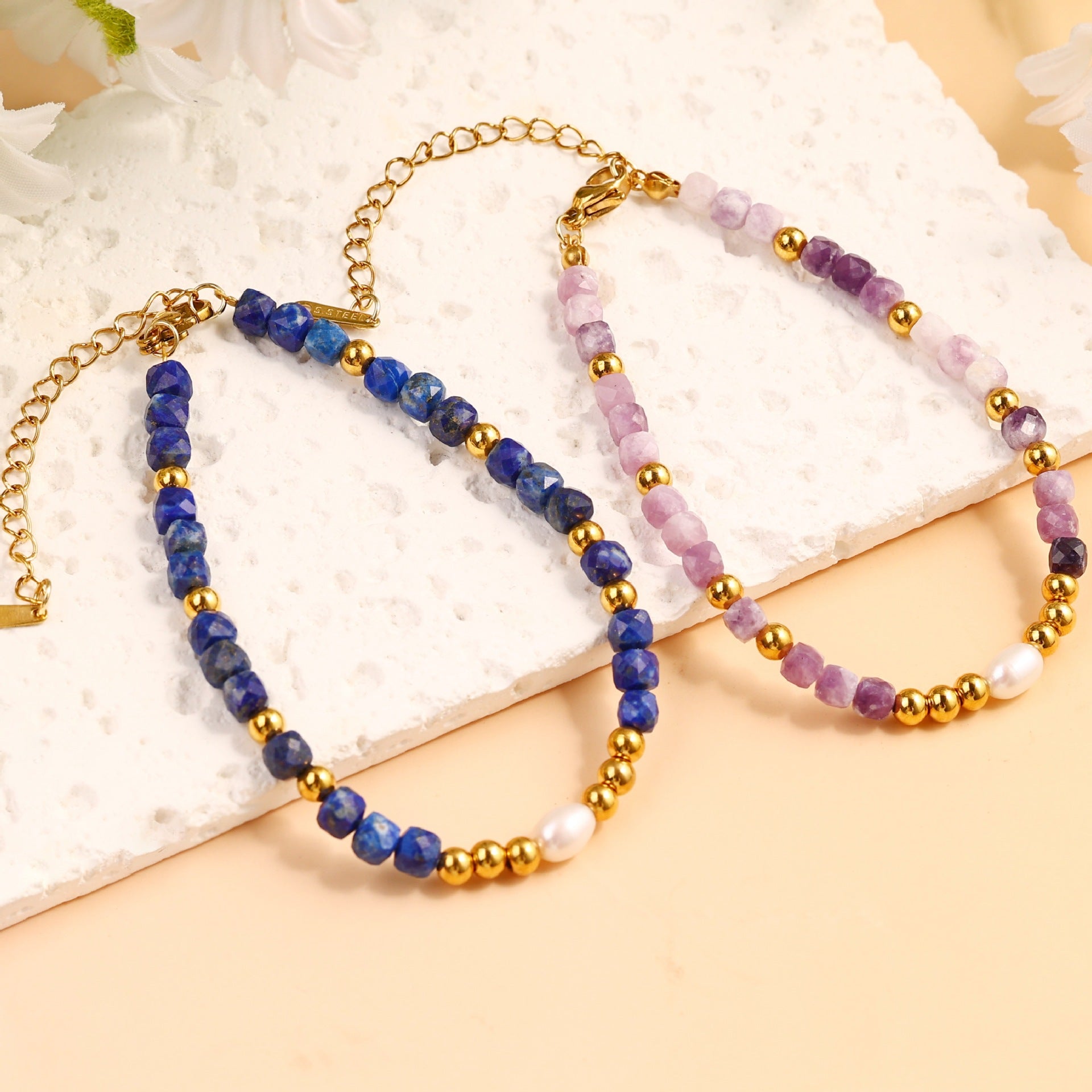 Damenarmband mit Lapislazuli und Perle Shop Nory