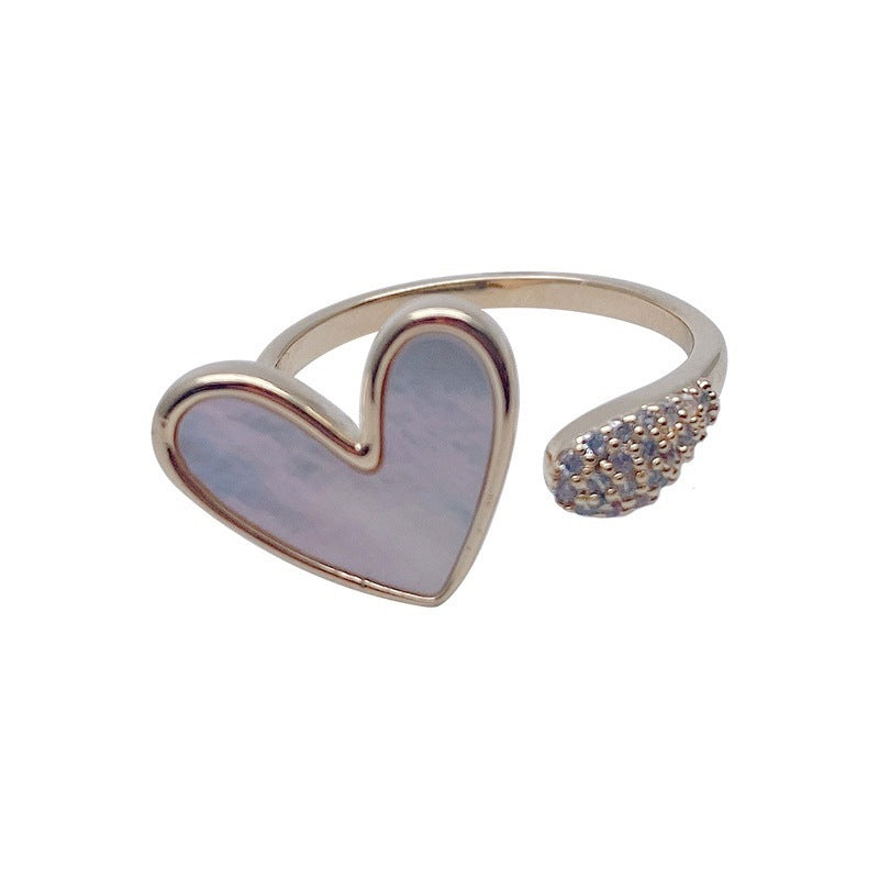 Damen Offener Ring mit herzförmigem Design und funkelnden Akzenten Shop Nory