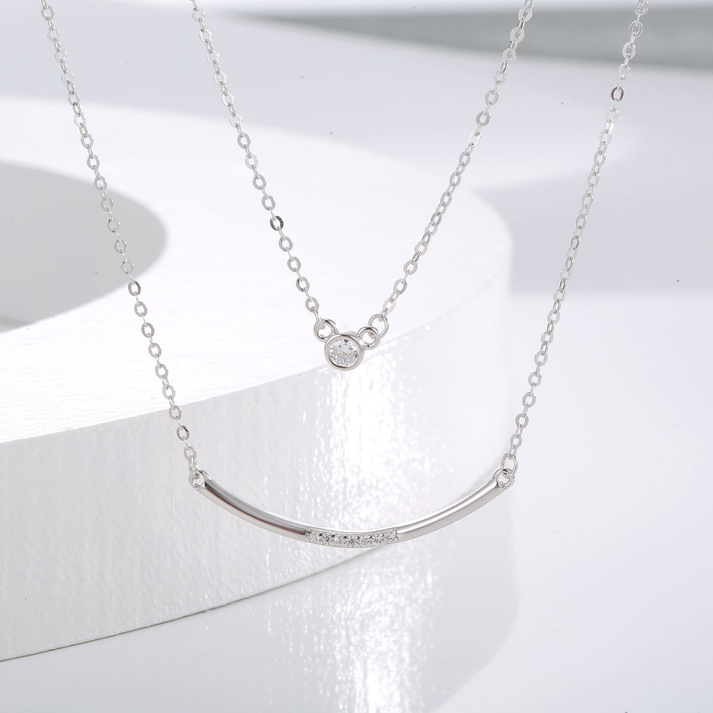 Damen filigrane Doppel-Halskette mit funkelnden Zirkonia-Shop Nory