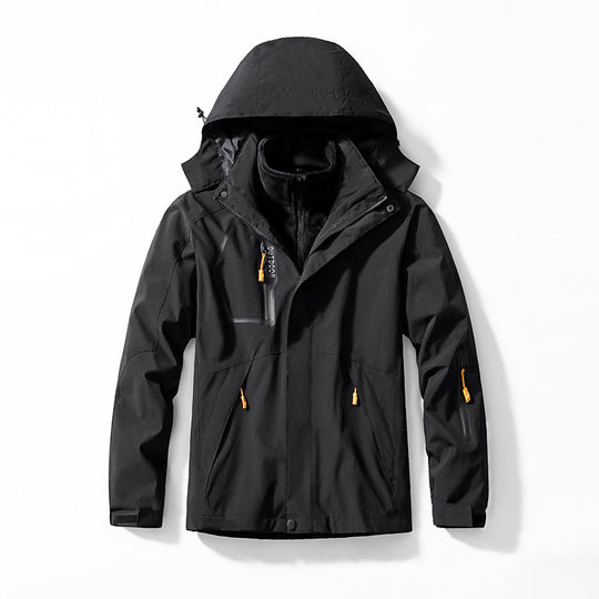 Herren Drei-in-eins Outdoor-Softshelljacke mit abnehmbarer Fleece-Innenjacke und Kapuze Shop Nory