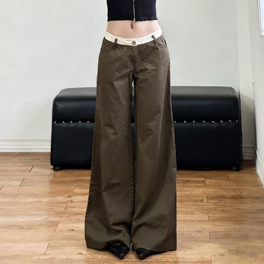 Damen nan Highwaist-Culottehose mit weitem Bein und kontrastierendem Bunddetail Shop Nory