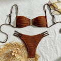 Damen Bikini-Set mit raffiniertem Falten-Design und modischen Akzenten Shopnory