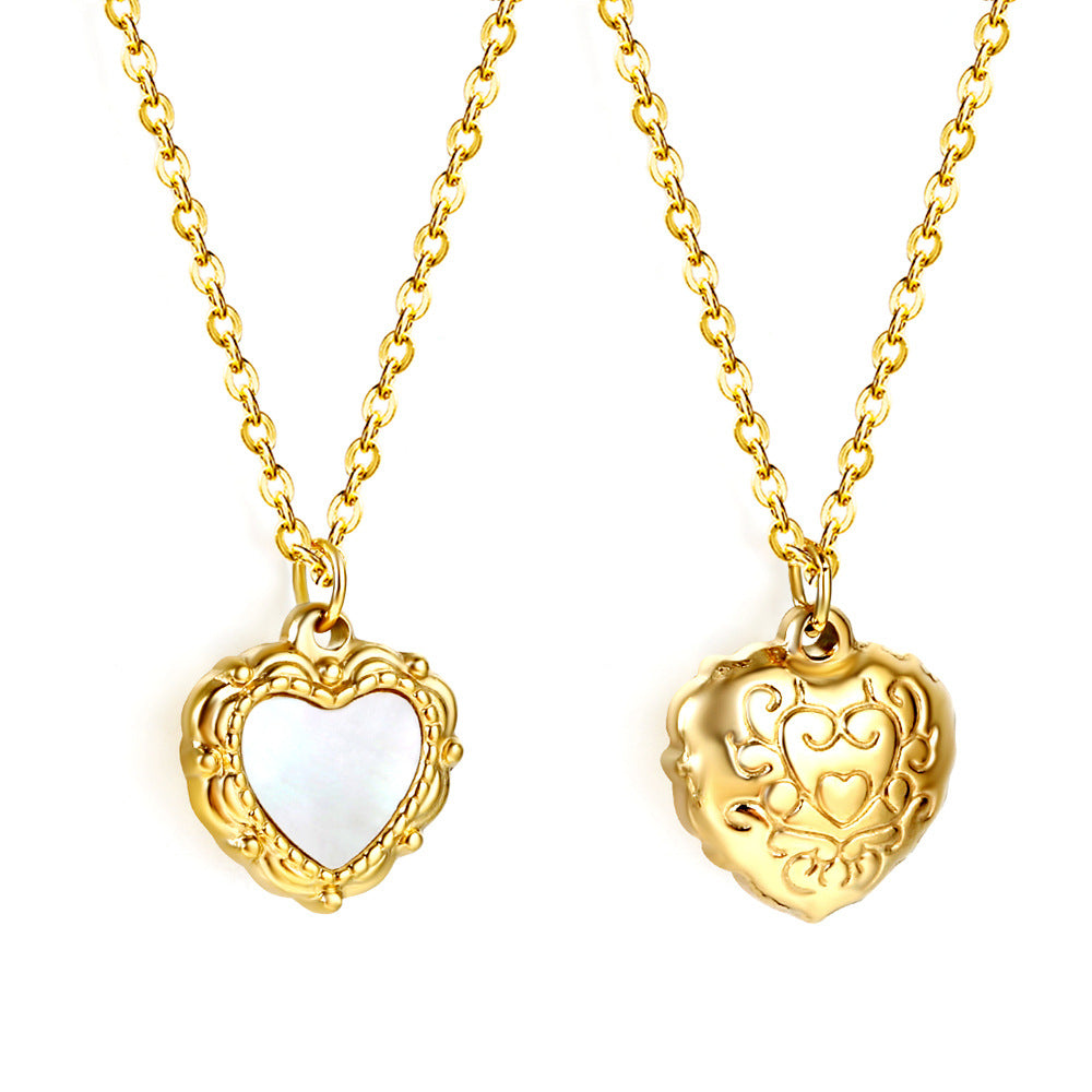 Damen Halskette mit herzförmigem Anhänger aus goldplattiertem Edelstahl Shop Nory