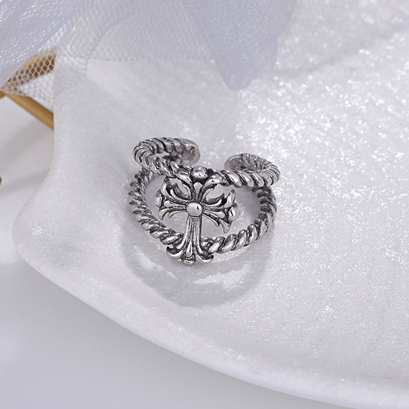 Damen Offener Ring mit kunstvollem Blattdesign Shop Nory