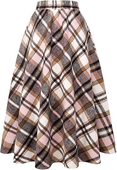 Damen Schwingender A-Linien Rock im modischen Karomuster Shopnory