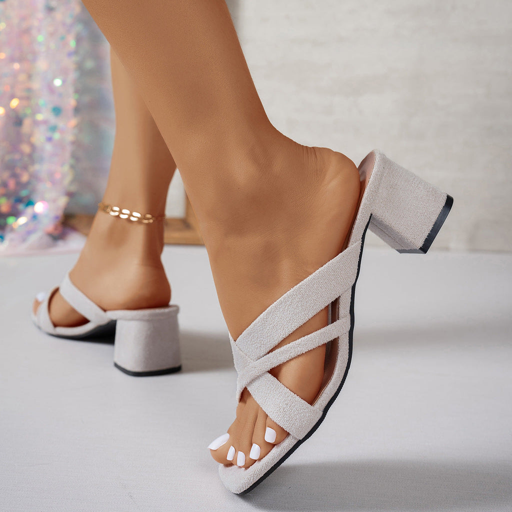 Damen elegante und bequeme Mules mit Blockabsatz