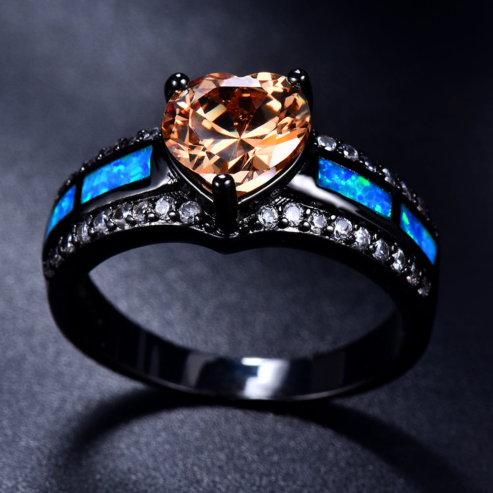 Damen Ring mit herzförmigem Amethyst und funkelnden Zirkonia-Elementen Shop Nory