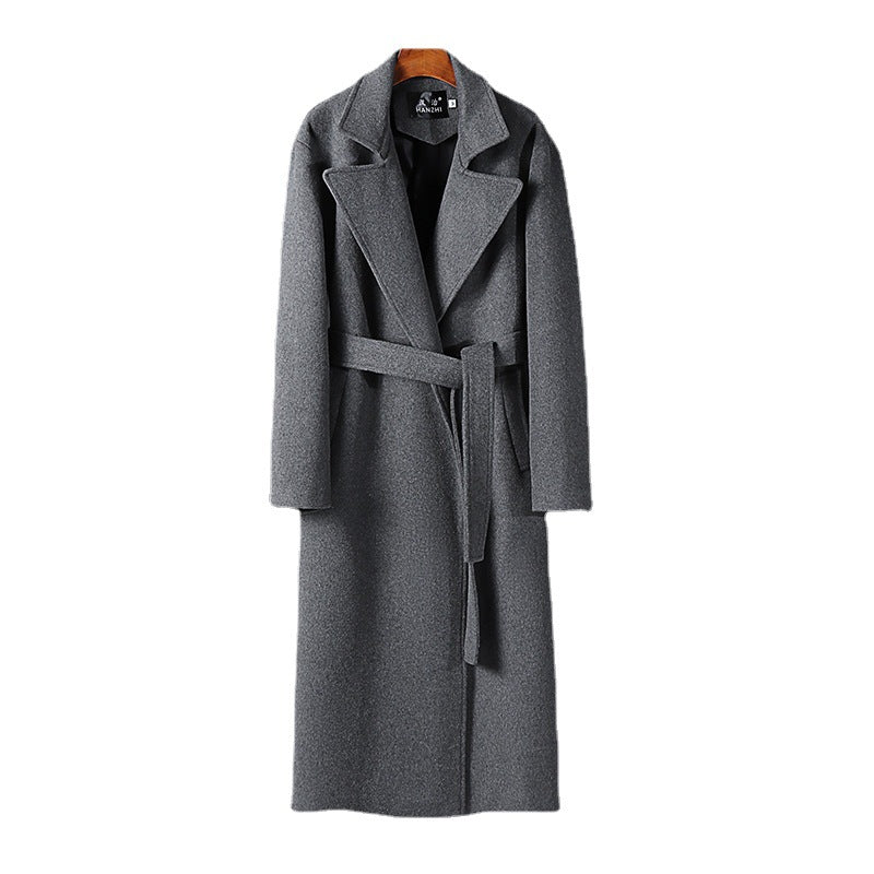 Herren Maxilanger Wollmix-Mantel mit Schalkragen und Bindegürtel Shop Nory